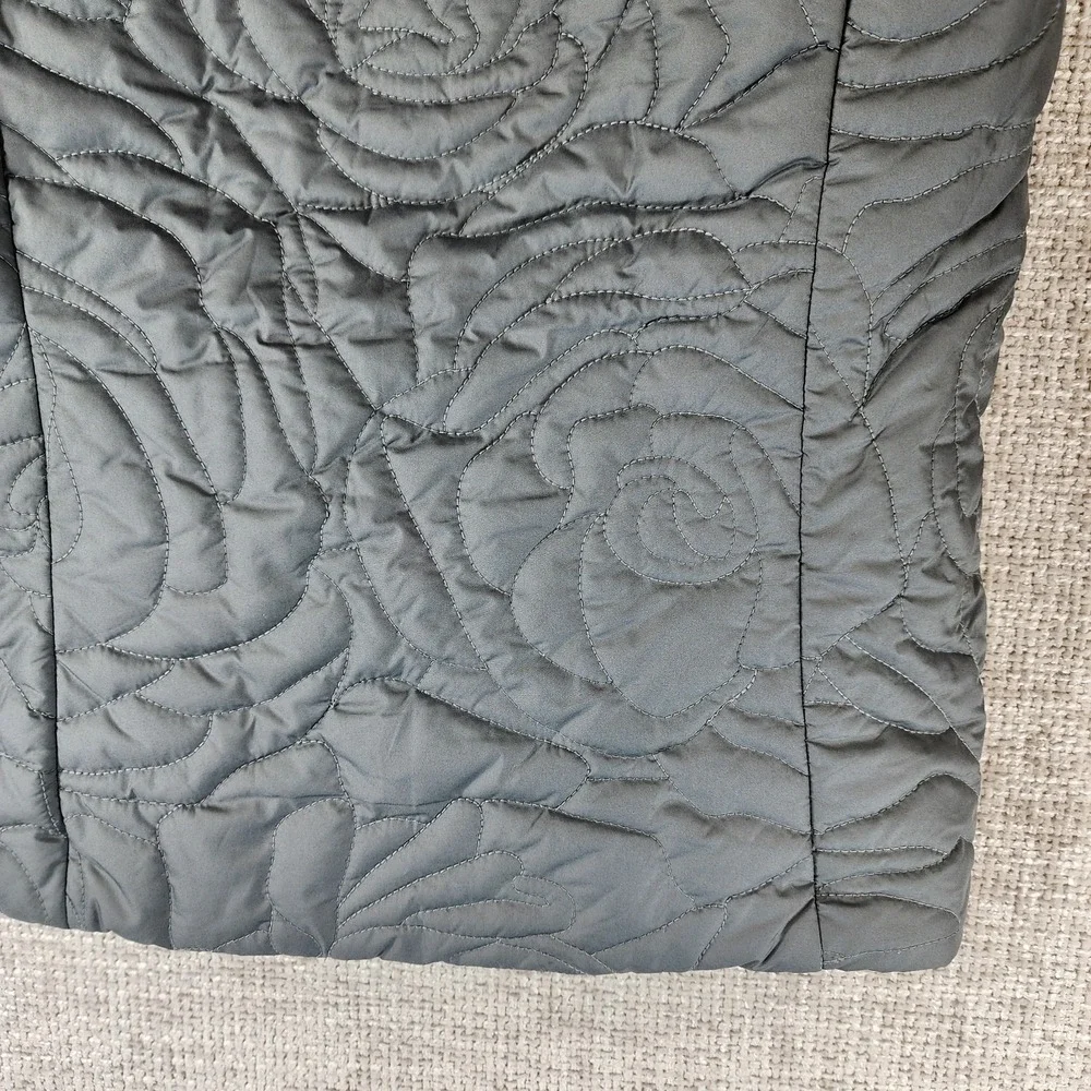 Ivivva by Lululemon Reversible‎ Hooded Puffer Vest Girls 14 Aqua Gray Quilted
